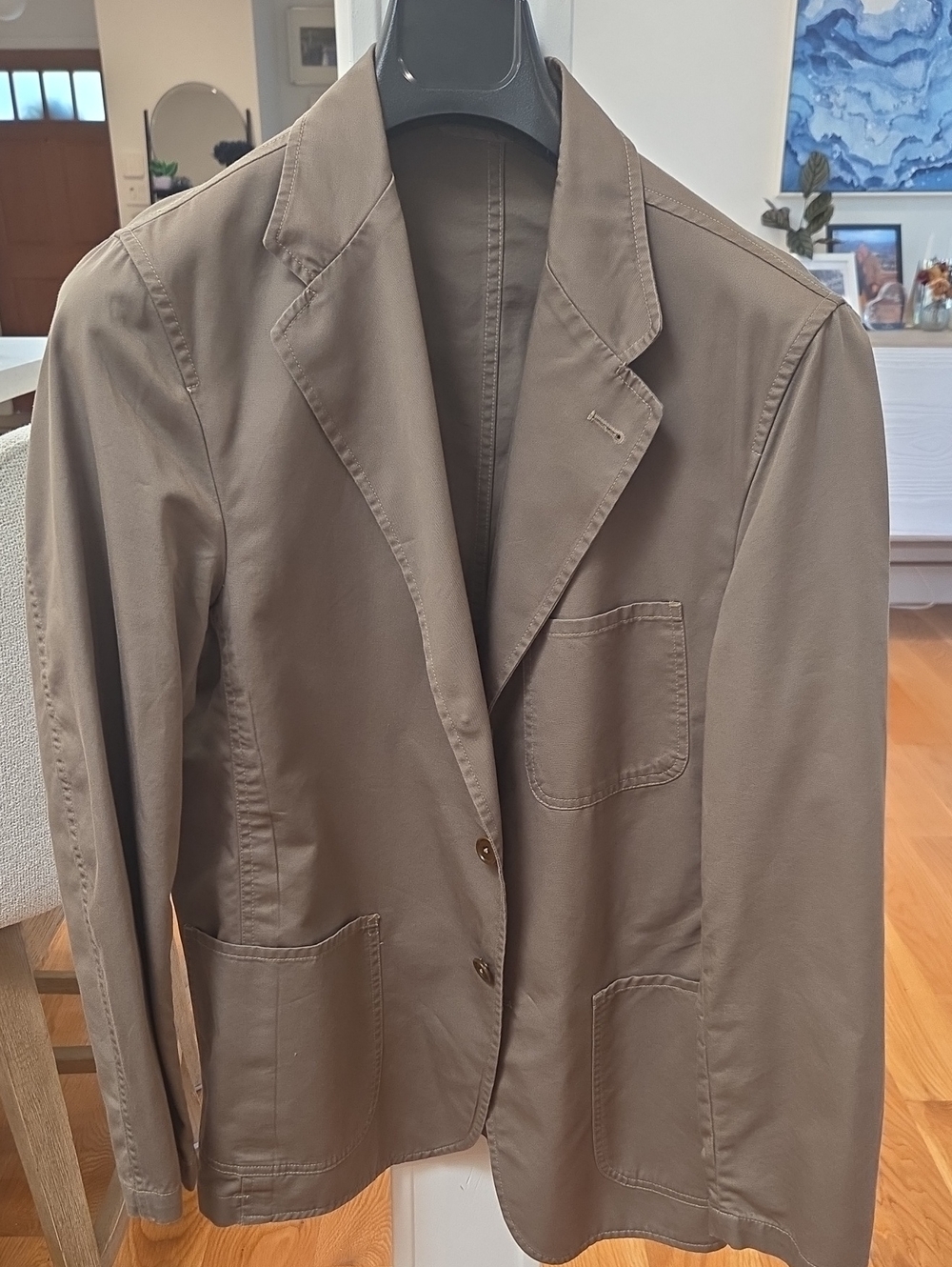 Buck Mason Men's Lightweight Olive Green Garment Dyed Cotton Blazer (M)